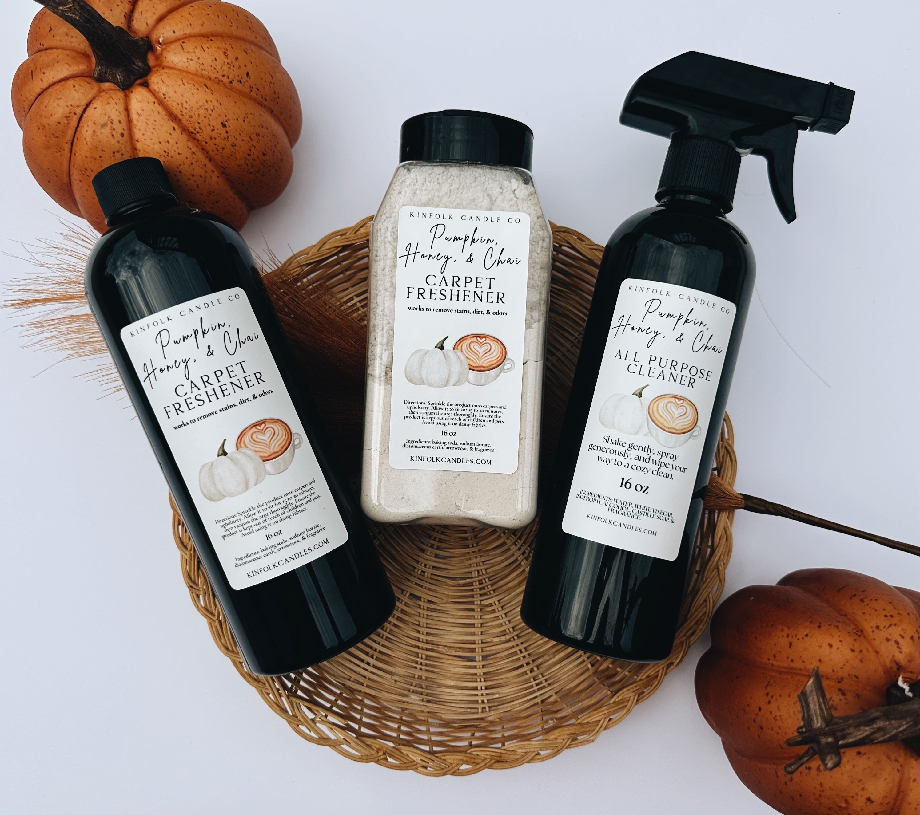 Cozy Fall Cleaning Bundle – Mop Soap, Carpet Freshener & All-Purpose Cleaner | Pumpkin, Chai and Various Autumn Scents