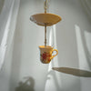 Pink and White Fine China Hanging Teacup Birdfeeder