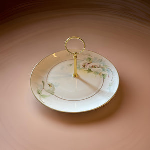 Key or Vanity Tray White Gold Pink Pickard China