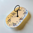 White, Blue & Floral Fine China Key Tray or Vanity Tray