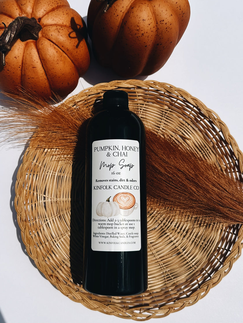 Cozy Fall Mop Soap & Carpet Freshener Bundle – Pumpkin, Spiced Chai, Autumn Scents – Strong, Warm, Seasonal Cleaning Gift Set