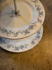 Blue & White Floral Fine China 3 Tiered Tea Tray