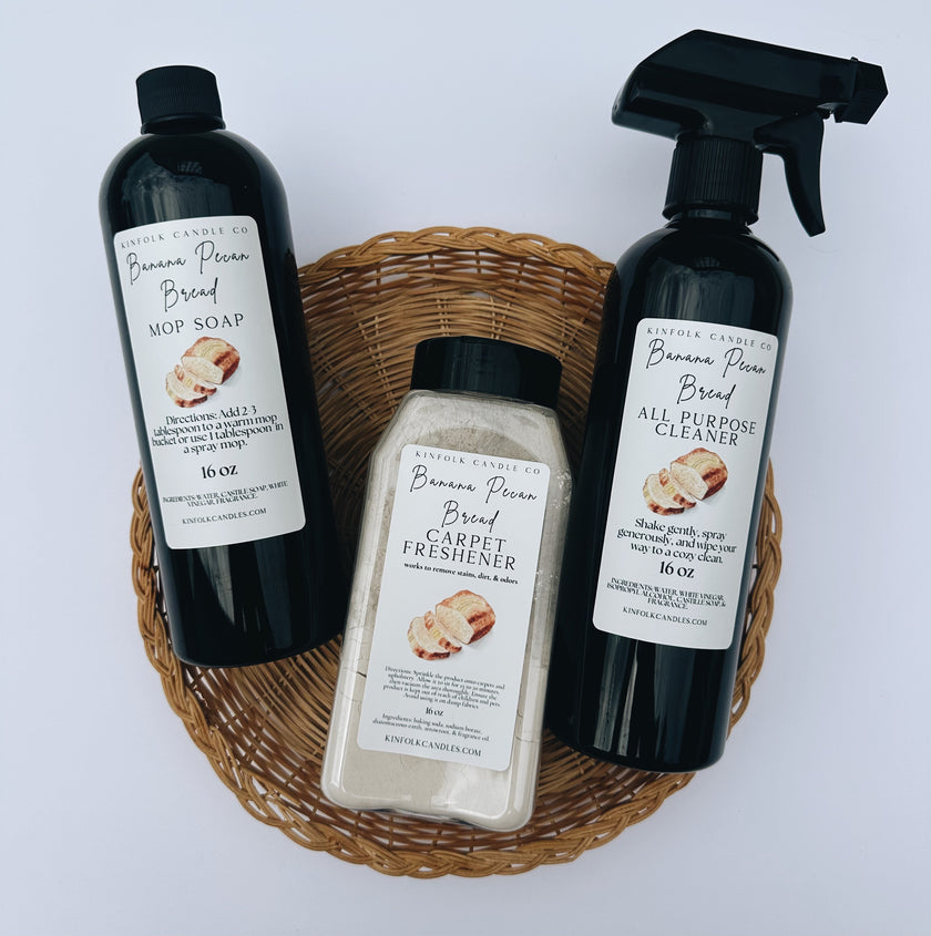 Classic Luxury Cleaning Bundle – Mop Soap, Carpet Freshener & All-Purpose Cleaner | Bakery, Musk & Perfume Scents