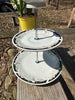 Handcrafted Porcelain Fine China Bird Feeder Hanging Teacup Black White Tulips