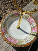 Handcrafted Porcelain Key Tray Ring Tray Vanity Tray Candy Dish Pink Floral Gold