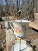Handcrafted Porcelain Fine China Bird Feeder Hanging Teacup Antique Pink Gold