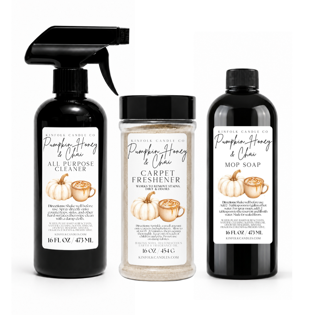 Fall Scented Cleaning Mega Bundle – All-Purpose Cleaner, Mop Soap & Carpet Freshener Set for a Cozy Autumn Whole Home Reset