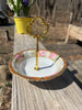 Handcrafted Porcelain Key Tray Ring Tray Vanity Tray Candy Dish Pink Floral Gold