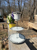 Handcrafted Porcelain Fine China Bird Feeder Hanging Teacup Black White Tulips
