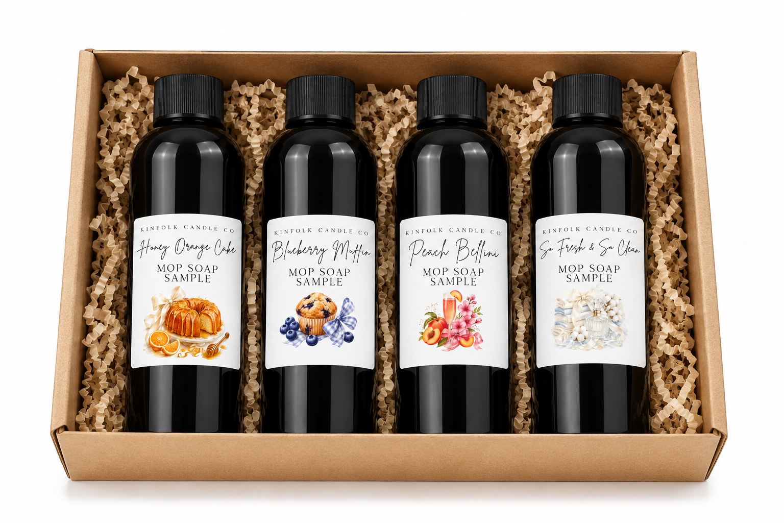 Classic Mop Soap Sample Pack – Cozy Clean Home Scents | Fresh Clean, Warm Vanilla, Fruity & Bakery Sample Set | Luxury Cleaning Gift Box