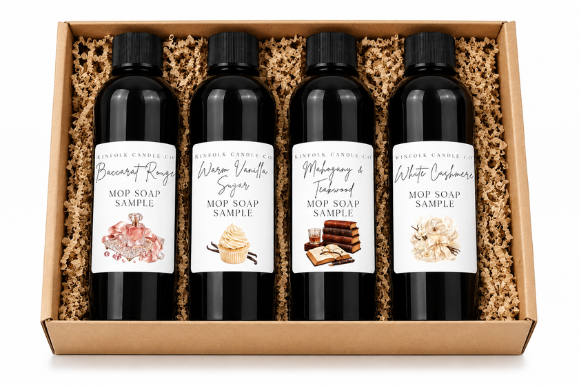 Classic Mop Soap Sample Pack – Cozy Clean Home Scents | Fresh Clean, Warm Vanilla, Fruity & Bakery Sample Set | Luxury Cleaning Gift Box