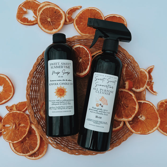 Viral Summer Cleaning Duo – Mop Soap & All-Purpose Cleaner Bundle | Tropical Scented, Suntan Lotion and Fruity Scents