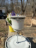 Handcrafted Porcelain Fine China Bird Feeder Hanging Teacup Black White Tulips