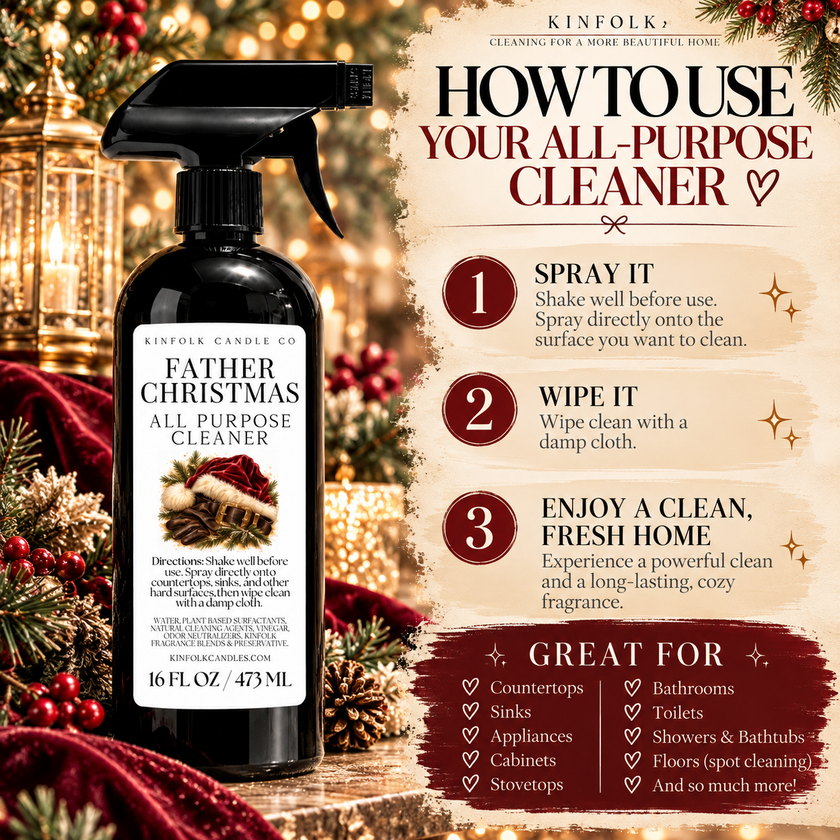 Holiday All-Purpose Cleaner | Scented Multi-Surface Cleaning Spray | 16 oz
