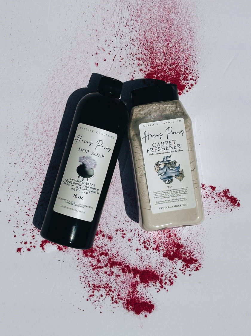 Cozy Fall Mop Soap & Carpet Freshener Bundle – Pumpkin, Spiced Chai, Autumn Scents – Strong, Warm, Seasonal Cleaning Gift Set