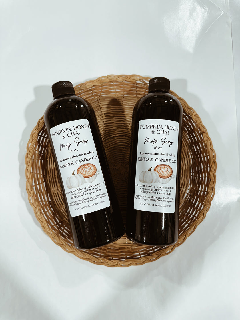 Fall Mop Soap – Cozy Autumn Floor Cleaner – Pumpkin Cookie, Caramel Apple, Honey Chai – Long Lasting Scented Mop Solution for Home