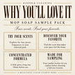 Classic Mop Soap Sample Pack – Cozy Clean Home Scents | Fresh Clean, Warm Vanilla, Fruity & Bakery Sample Set | Luxury Cleaning Gift Box