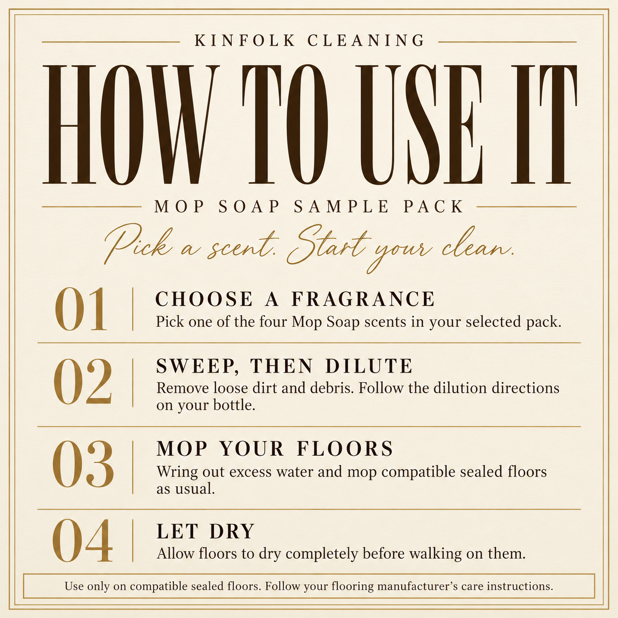 Classic Mop Soap Sample Pack – Cozy Clean Home Scents | Fresh Clean, Warm Vanilla, Fruity & Bakery Sample Set | Luxury Cleaning Gift Box