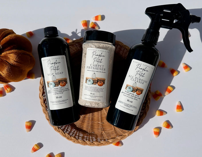 Spooky Season Cleaning Set | Pumpkin, Amber Lavender, Cedar Pine, Fresh | Mop Soap, Carpet Freshener, All Purpose Spray Limited Edition