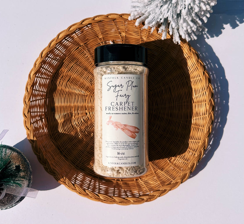 Holiday & Winter Carpet Freshener | 16oz Pet Friendly, Non-Toxic Odor Eliminator | Handmade Christmas Scents | Limited Time