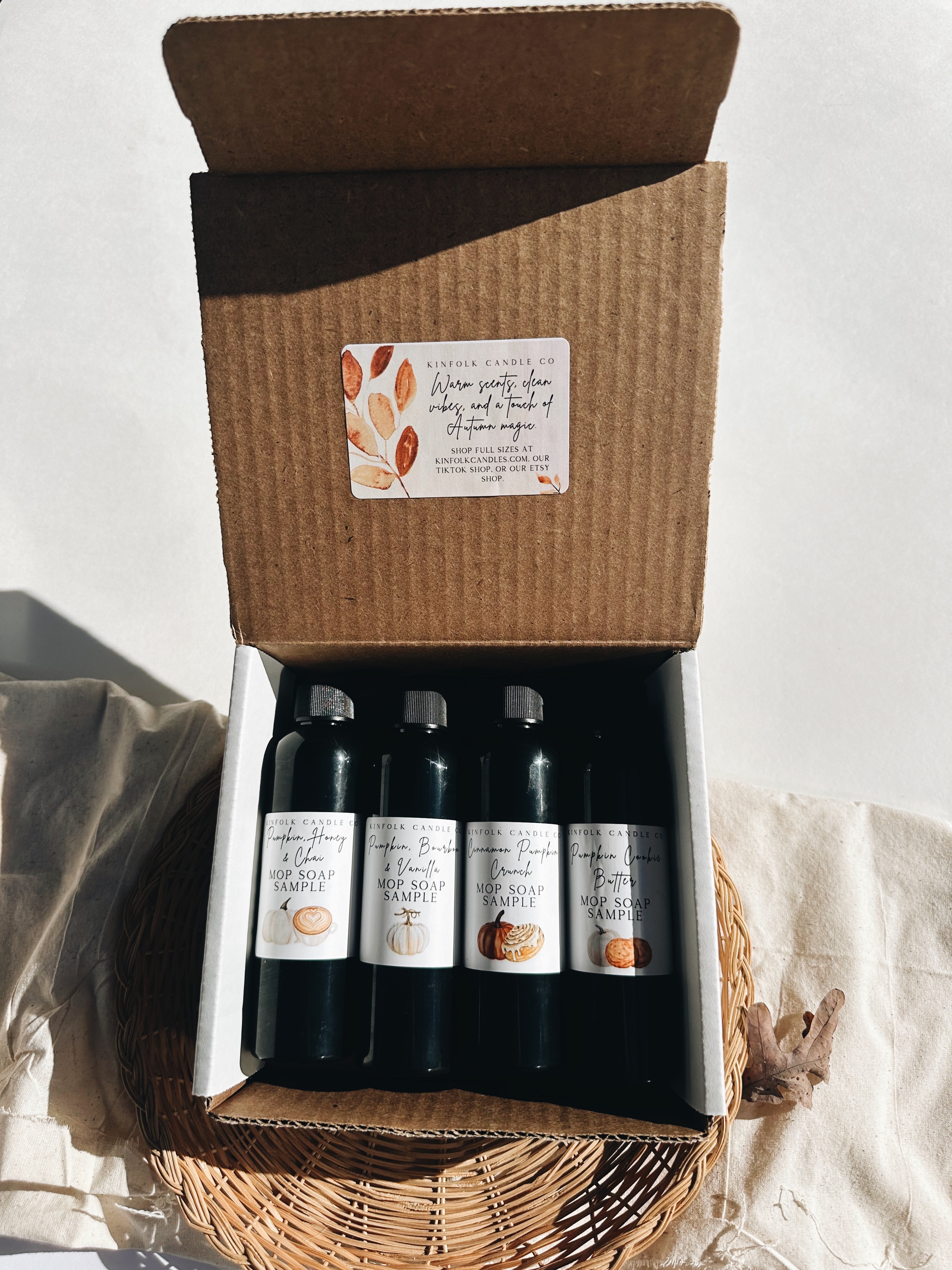 Fall Cozy Mop Soap Sample Pack | Autumn Cleaning Scents | Pumpkin, Apple, Chai, Cinnamon, Bourbon & Vanilla | Natural Floor Cleaner Gift Set