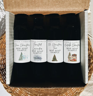 Holiday Mop Soap Sample Pack – Christmas Cleaning Scents | Cozy Winter Floor Cleaner Gift Set | Pine, Sugar Cookie, Vanilla & Frankincense