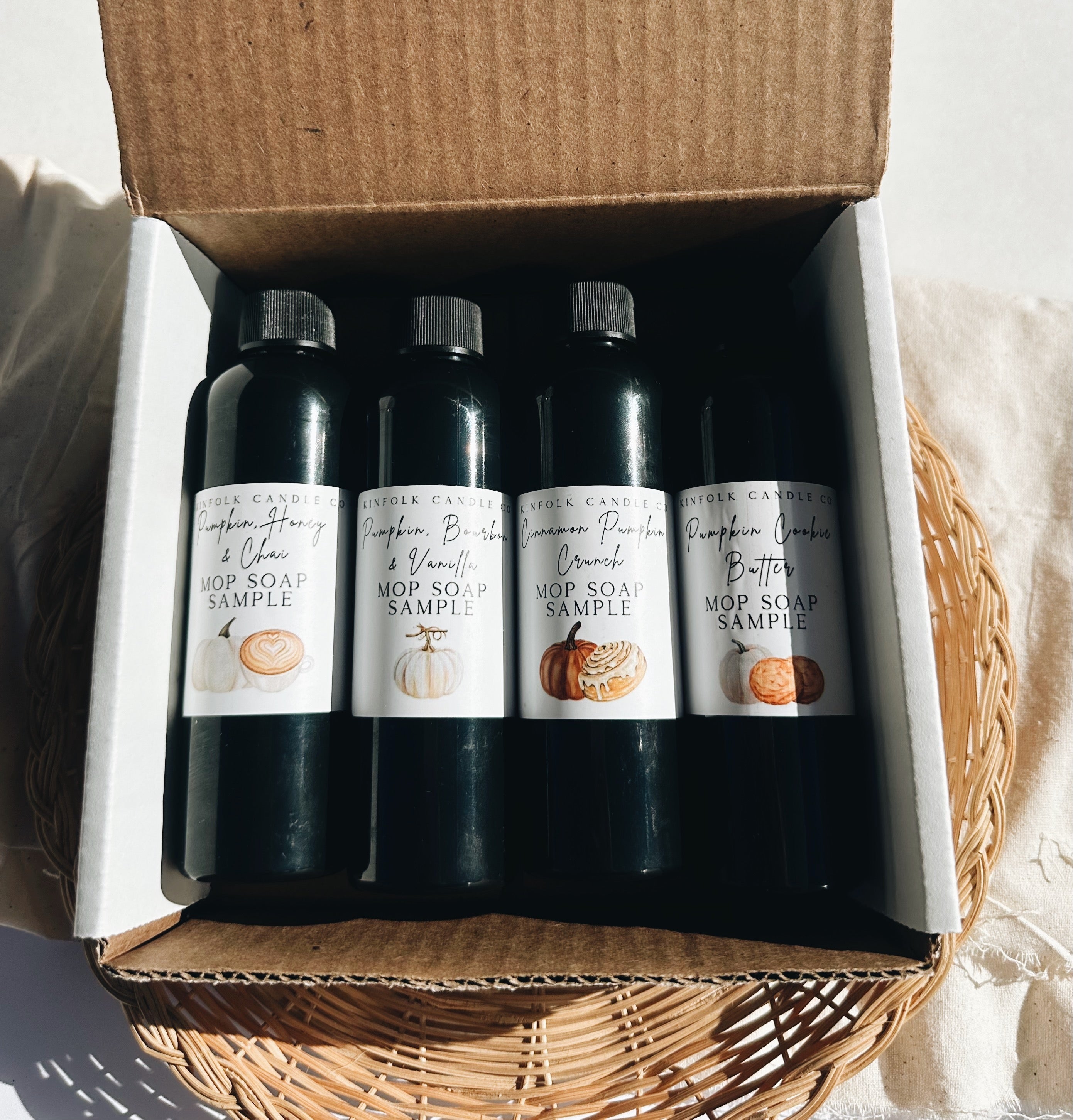 Fall Cozy Mop Soap Sample Pack | Autumn Cleaning Scents | Pumpkin, Apple, Chai, Cinnamon, Bourbon & Vanilla | Natural Floor Cleaner Gift Set