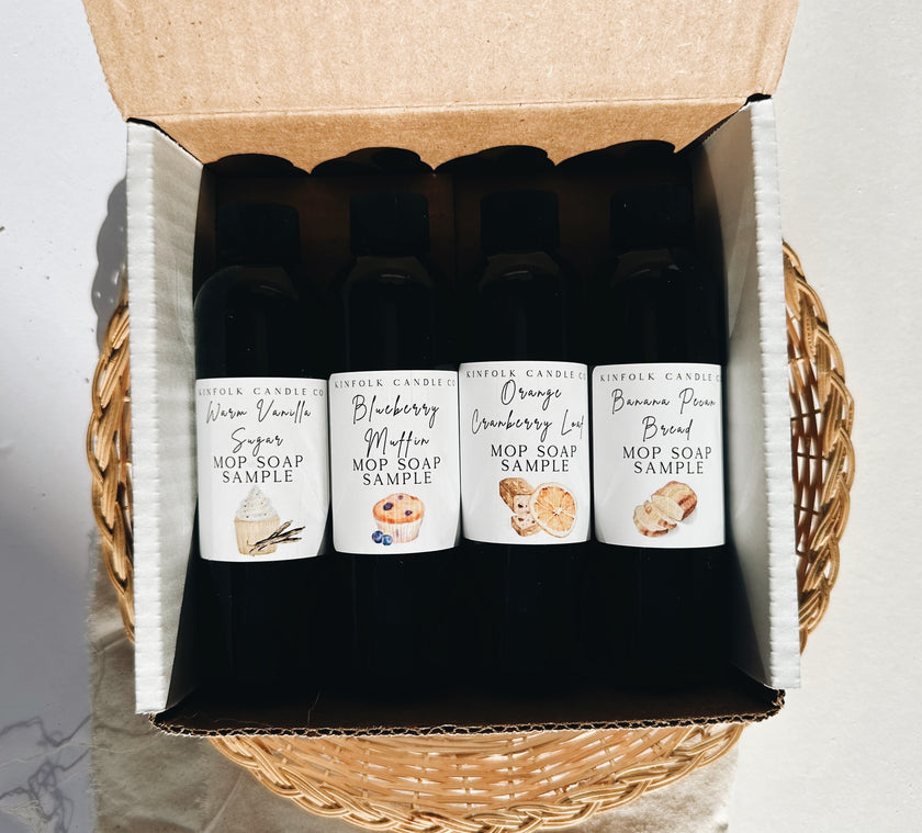 Classic Mop Soap Sample Pack – Cozy Clean Home Scents | Fresh Laundry, Warm Vanilla, Fruity & Bakery Sample Set | Luxury Cleaning Gift Box (Copy)