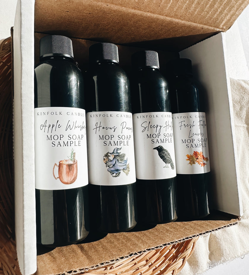 Fall Cozy Mop Soap Sample Pack | Autumn Cleaning Scents | Pumpkin, Apple, Chai, Cinnamon, Bourbon & Vanilla | Natural Floor Cleaner Gift Set