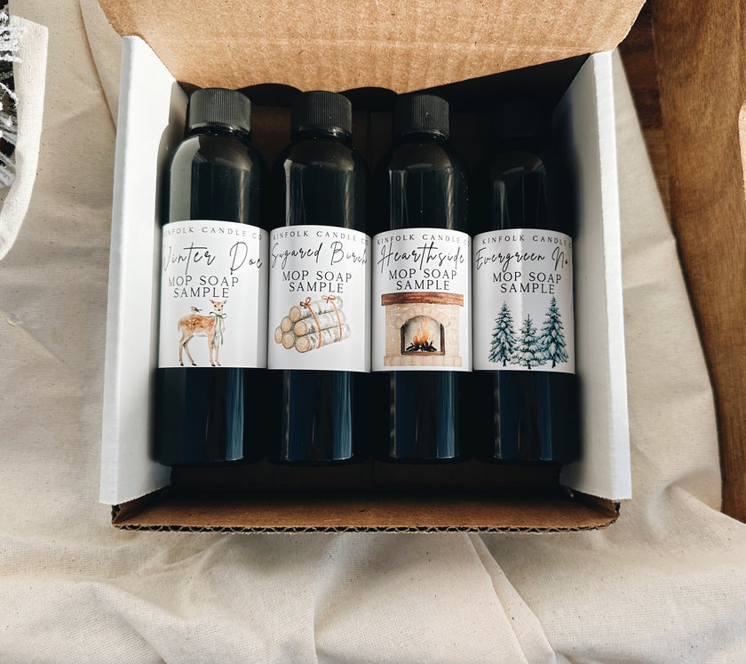 Winter Cozy Mop Soap Sample Pack – Luxury Floor Cleaner Scents for Sealed Hardwood