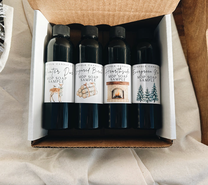 Winter Cozy Mop Soap Sample Pack – Luxury Floor Cleaner Scents for Sealed Hardwood