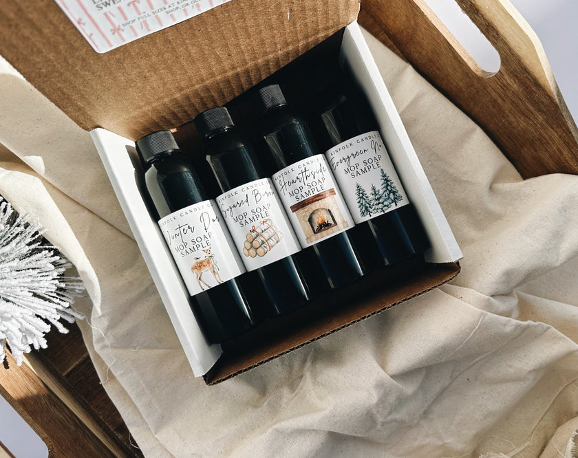 Winter Cozy Mop Soap Sample Pack – Luxury Floor Cleaner Scents for Sealed Hardwood