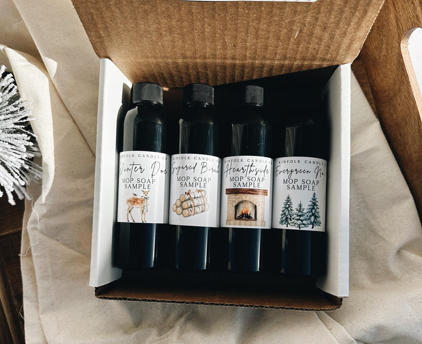 Winter Cozy Mop Soap Sample Pack – Luxury Floor Cleaner Scents for Sealed Hardwood