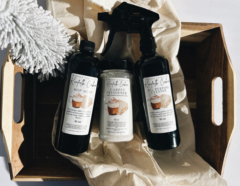 Cozy Winter Home Cleaning Mega Bundle – Luxury Mop Soap, Carpet Freshener & All Purpose Spray
