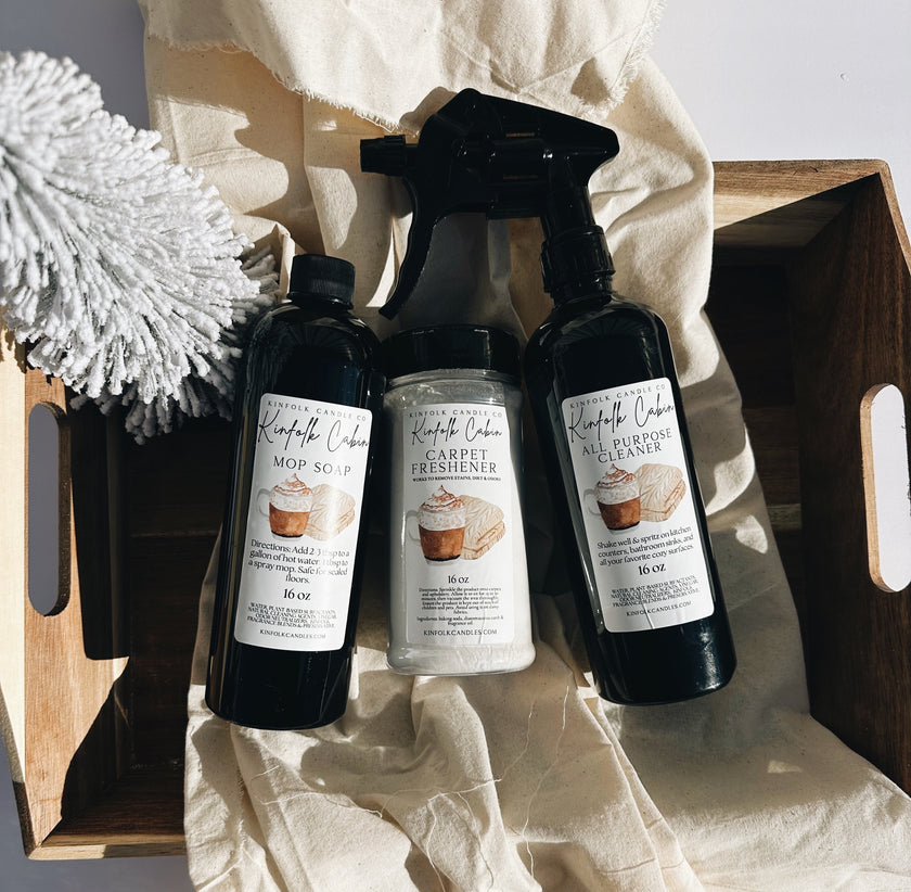 Cozy Winter Home Cleaning Mega Bundle – Luxury Mop Soap, Carpet Freshener & All Purpose Spray